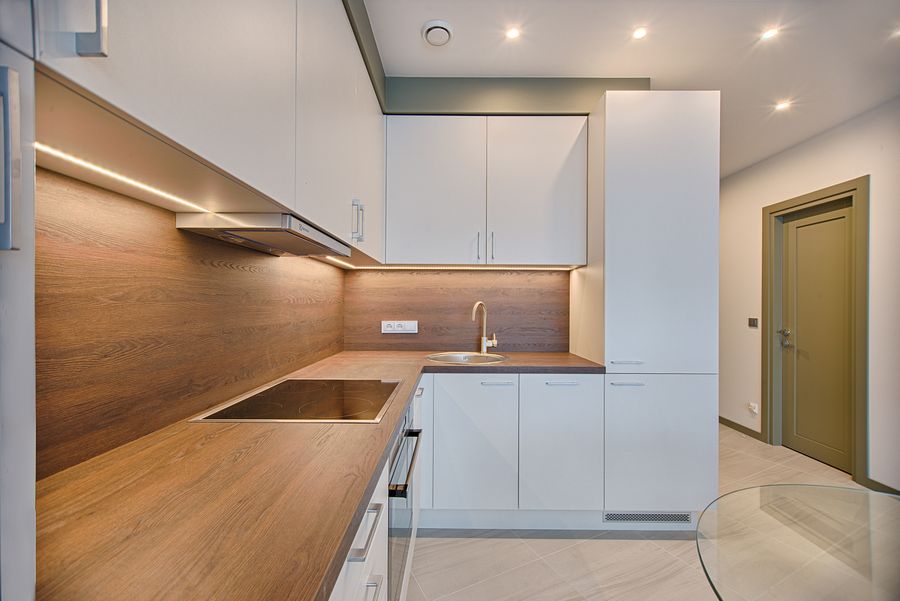 A clean, dry modern kitchen after water damage repair